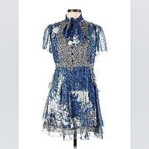 Diane von Furstenberg Blue White Black Dress with pockets Size 12